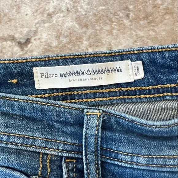 Pilcro Anthropologie Tapestry Patchwork Mid-Rise Slim Boyfriend Jeans, 27 - Picture 10 of 14